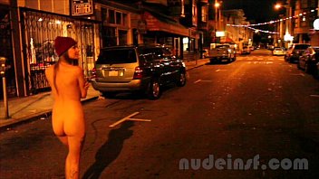 Nude in San Francisco: Short clip of girl walking streets naked late at night