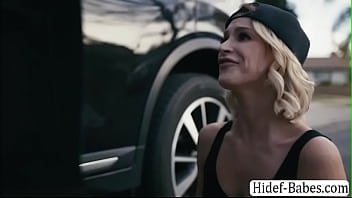 Blonde skater is on the street and suddenly,she hits the car and gets her knee scratch.The car owner brings her inside the house and after that,they start kissing each other.Next is,they lick their wet pussies on the couch.