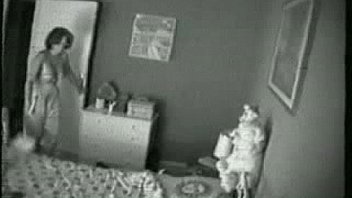 Hidden cam on the closet catches my mom have good time.