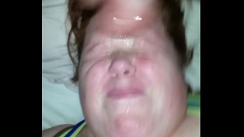 the Wife face covered in cum!