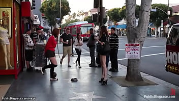 Mistress Princess Donna Dolore walks bound slave Jodi Taylor to a bowling ball in public streets then in bar humiliates her and makes fuck big cock Astral Dust