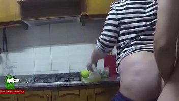 Making a salad and fucking with her boy. SAN262