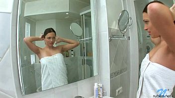 Naughty Nubile Cleans Her Horny Pussy In The Shower