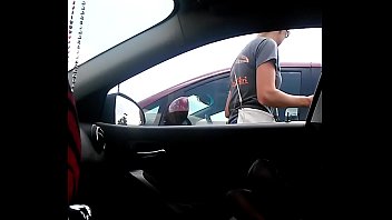 Car Dickflashing Blonde and Cum