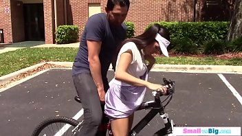 Busty petite teen cyclist rides big cock