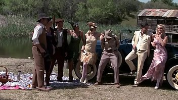 Horny bandits having group fuck at the voyeur picnic