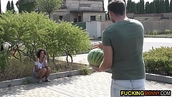 Horny teen gets picked up by watermelon boy