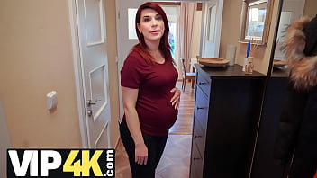 DEBT4k. Devious bank collector tricks pregnant debtor into hot affair