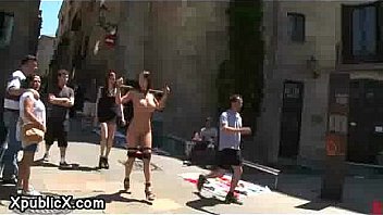 Two babes walked and fucked on the streets