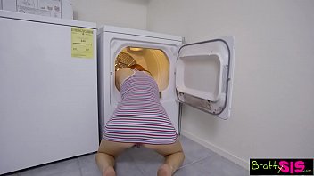 When my bitchy leaves me stuck in the laundry room I wait till she is bent over to stick my big cock into her teen pussy and fuck her till she is swallowing my load!