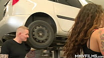 European milf slag Elise getting anally fucked by horny mechanic in the garage